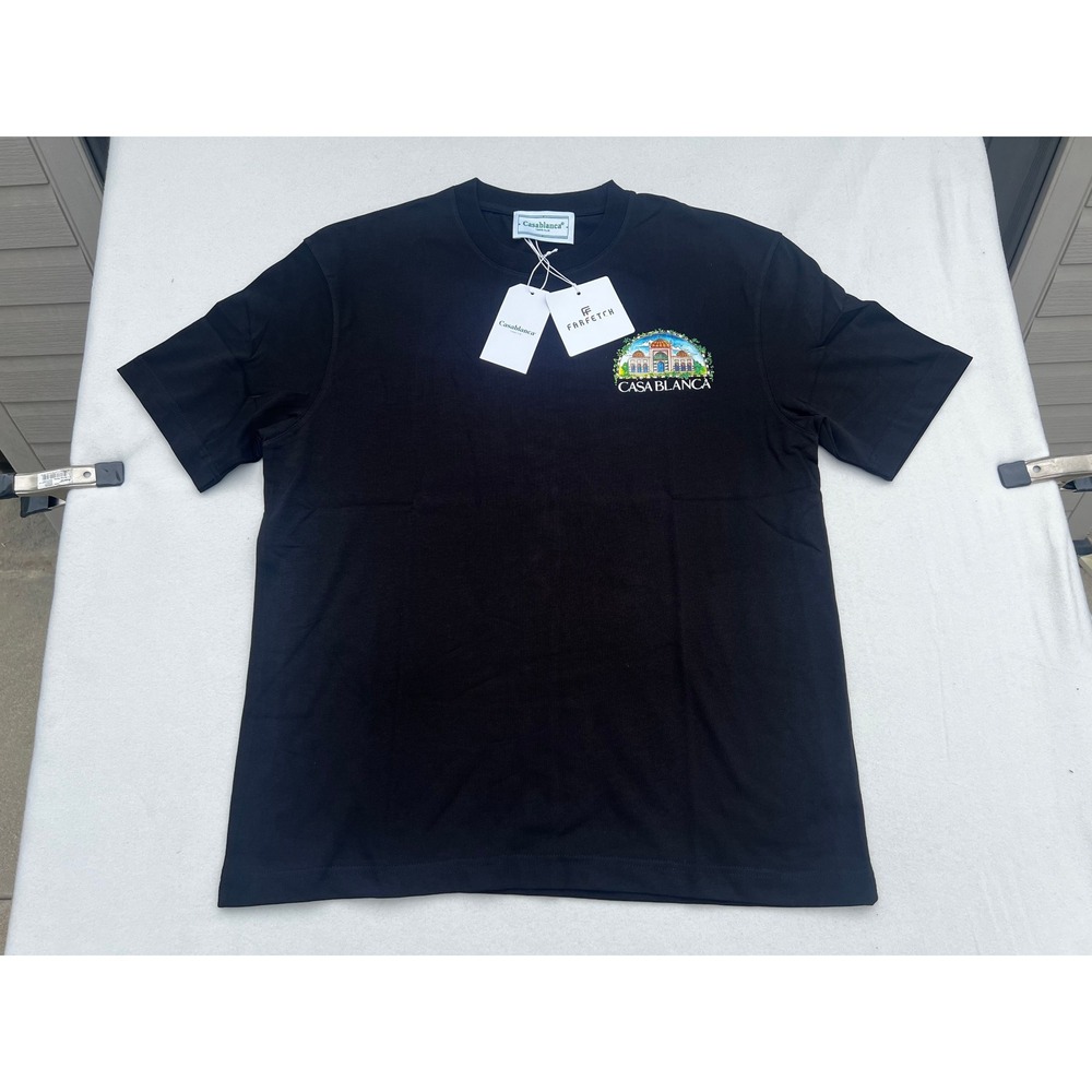 Casablanca Organic Cotton T-Shirt Black Graphic Print Short Sleeve‎ Top